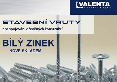 Stavební vruty nyní v bílém zinku